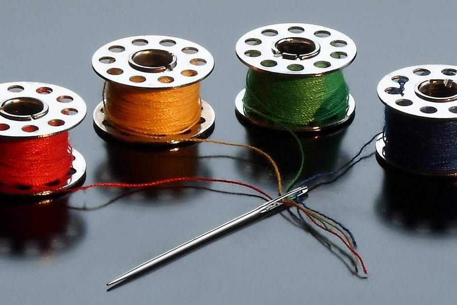 Spools of thread in several colours.